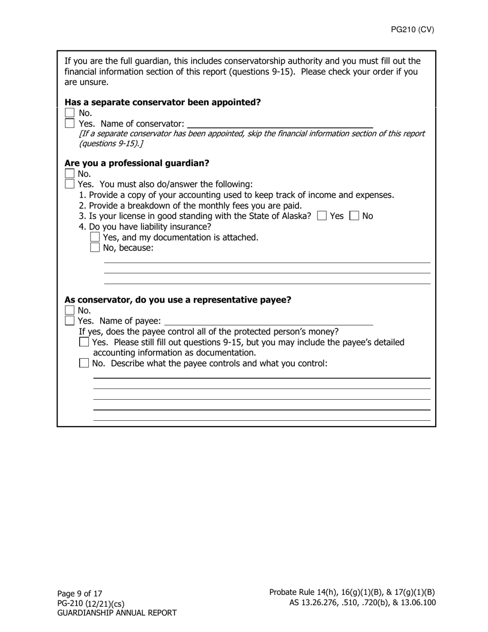 Form PG-210 Guardianship Annual Report - Alaska, Page 10