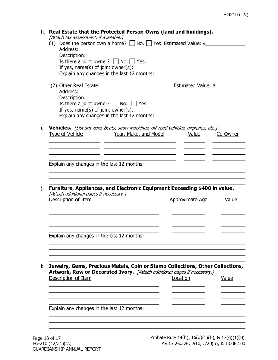 Form PG-210 Guardianship Annual Report - Alaska, Page 14