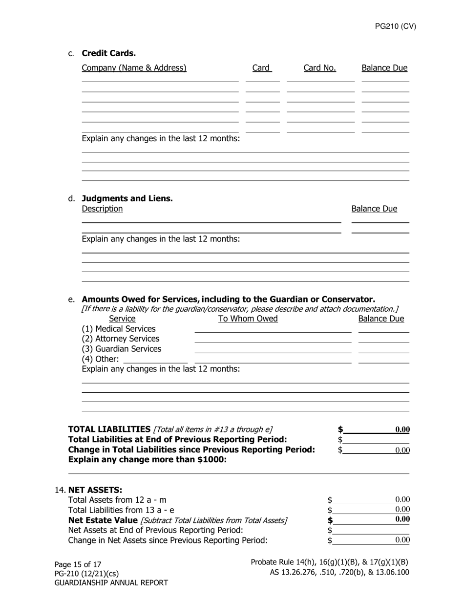 Form PG-210 Guardianship Annual Report - Alaska, Page 16