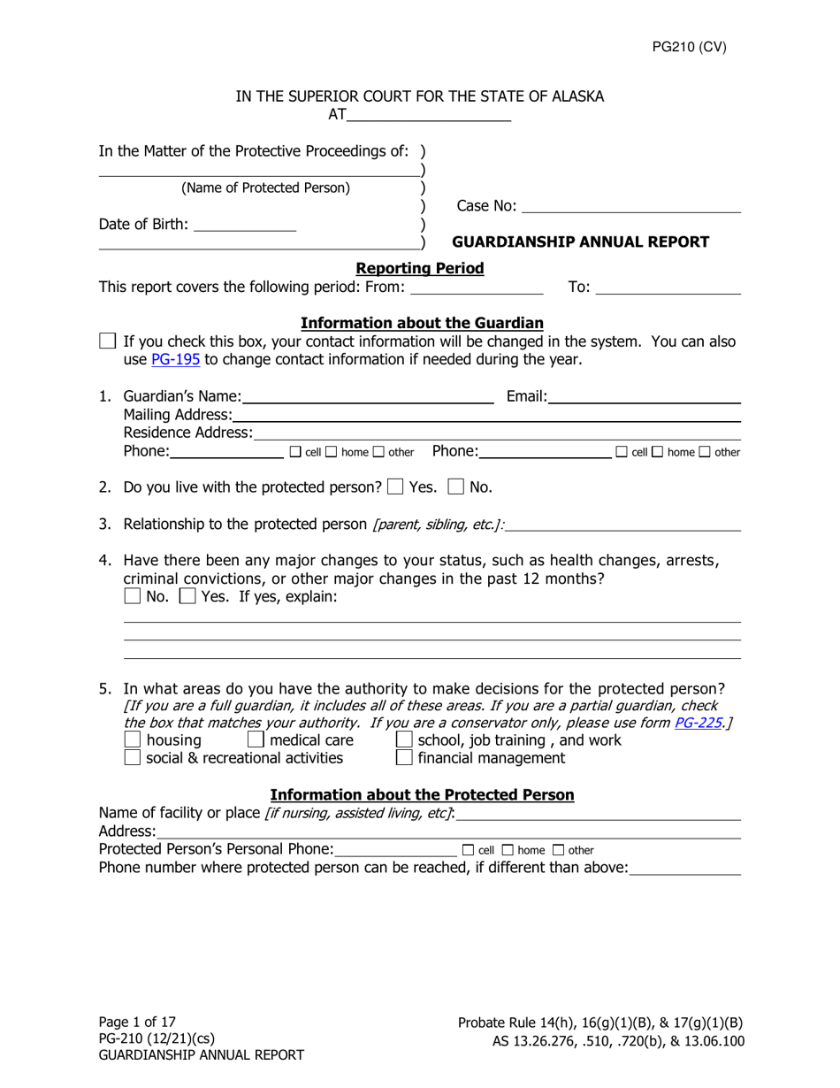 Form PG-210 Guardianship Annual Report - Alaska, Page 2