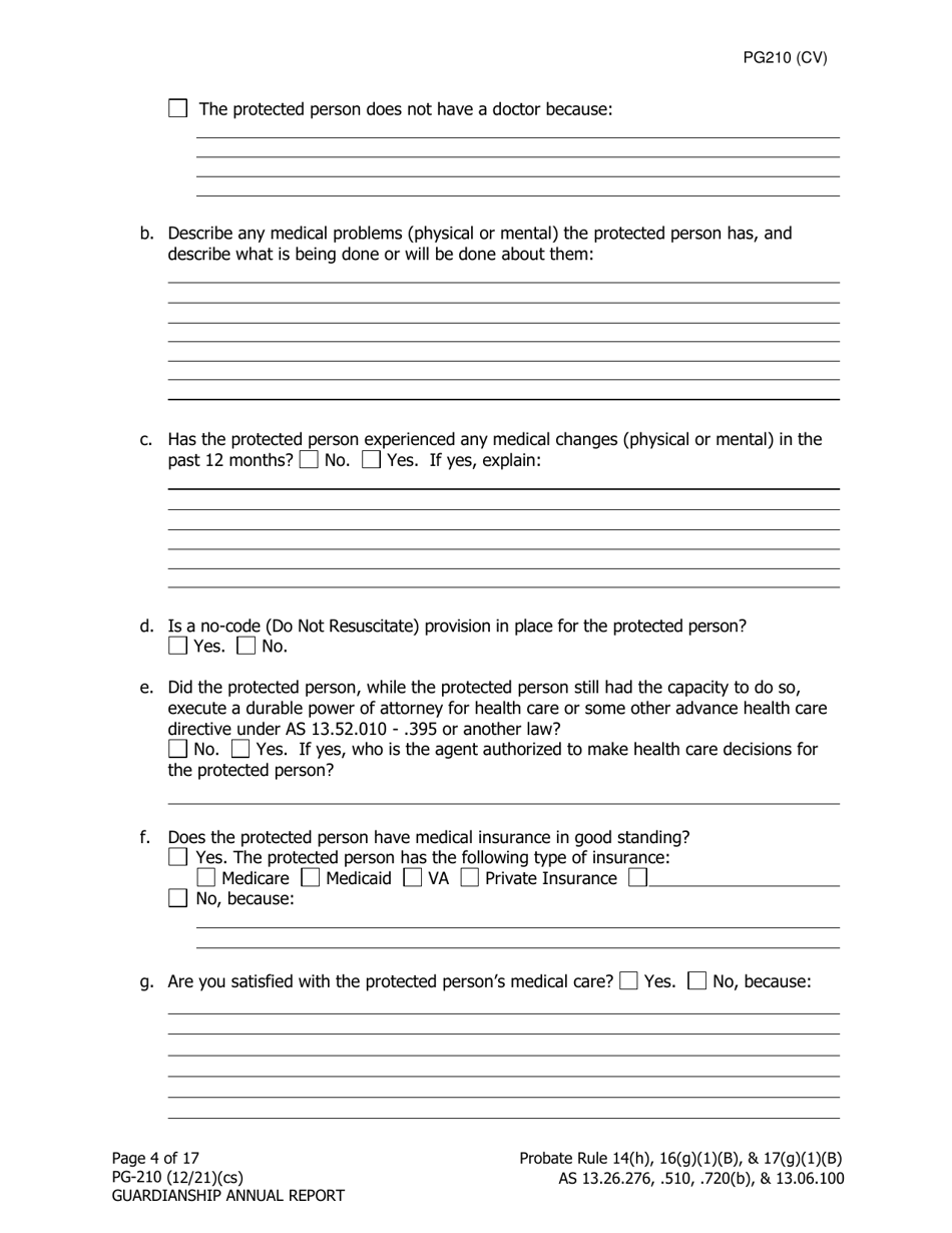 Form PG-210 Guardianship Annual Report - Alaska, Page 5