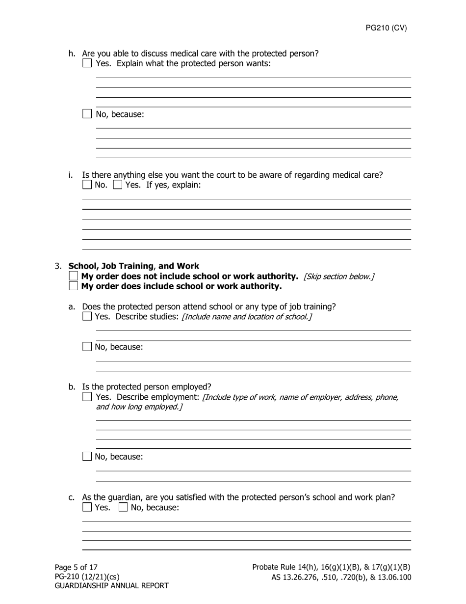 Form PG-210 Guardianship Annual Report - Alaska, Page 6