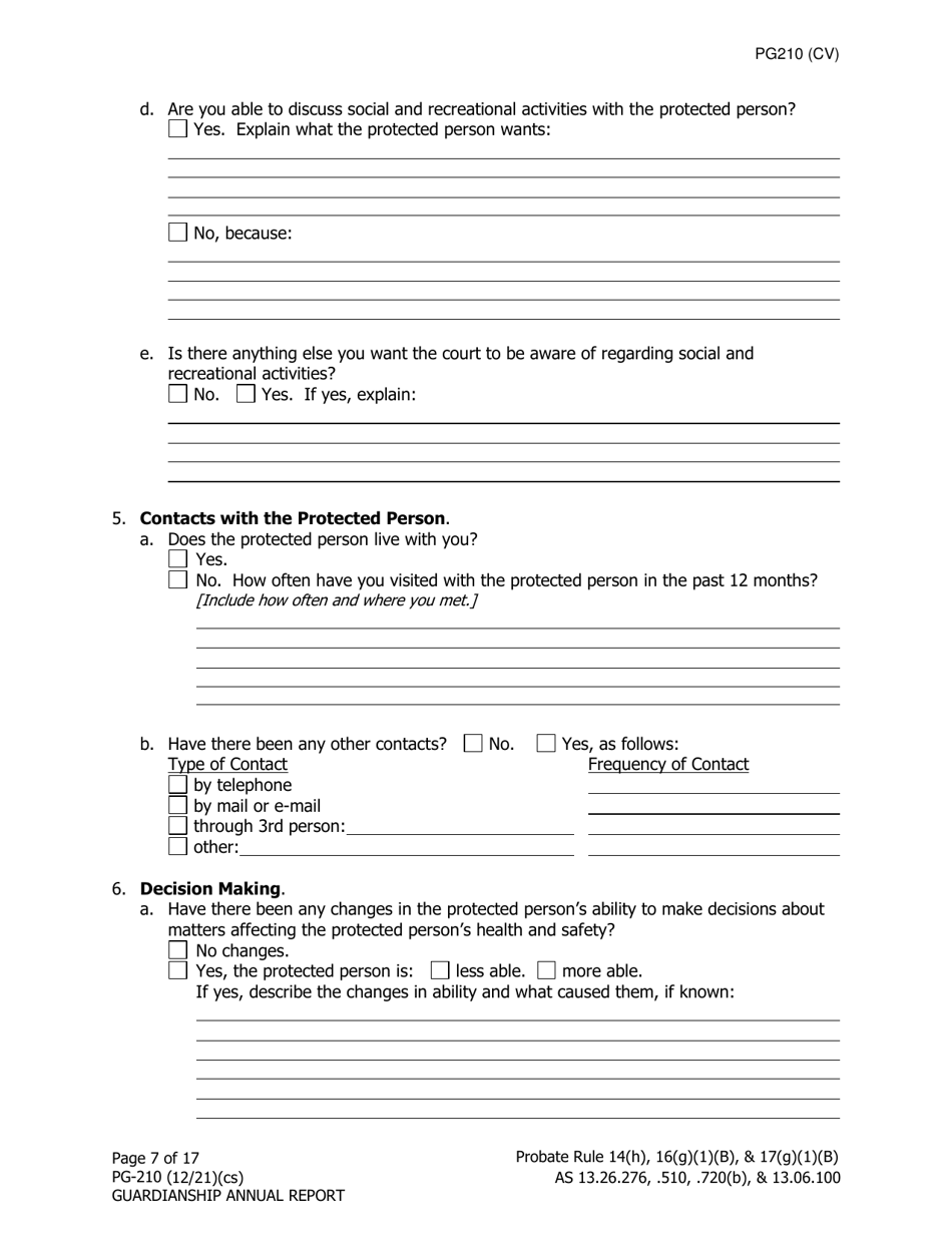 Form PG-210 Guardianship Annual Report - Alaska, Page 8