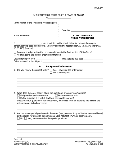 Form PG-250 Court Visitor's Three-Year Report - Alaska