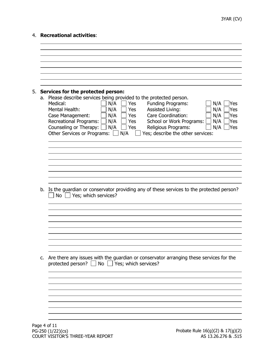 Form PG 250 Download Fillable PDF or Fill Online Court Visitor #39 s Three
