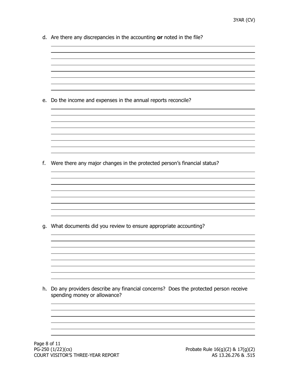 Form PG-250 Download Fillable PDF or Fill Online Court Visitor's Three ...