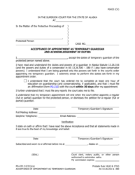 Document preview: Form PG-433 Acceptance of Appointment as Temporary Guardian and Acknowledgement of Duties - Alaska