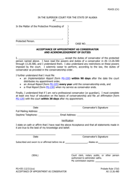 Document preview: Form PG-435 Acceptance of Appointment as Conservator and Acknowledgement of Duties - Alaska