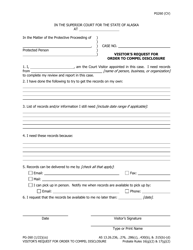 Form PG-260 Visitor&#039;s Request for Order to Compel Disclosure - Alaska