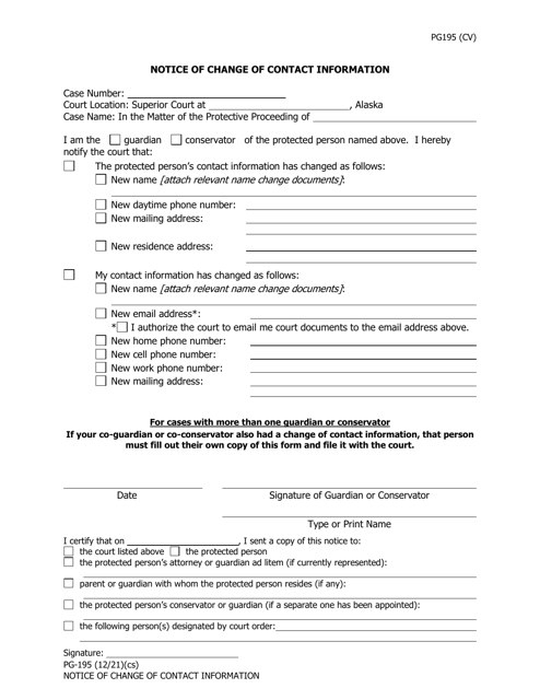 Form PG-195 Notice of Change of Contact Information - Alaska