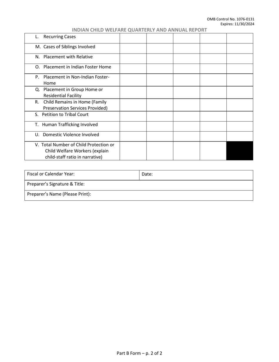 Indian Child Welfare Quarterly and Annual Report - Fill Out, Sign ...