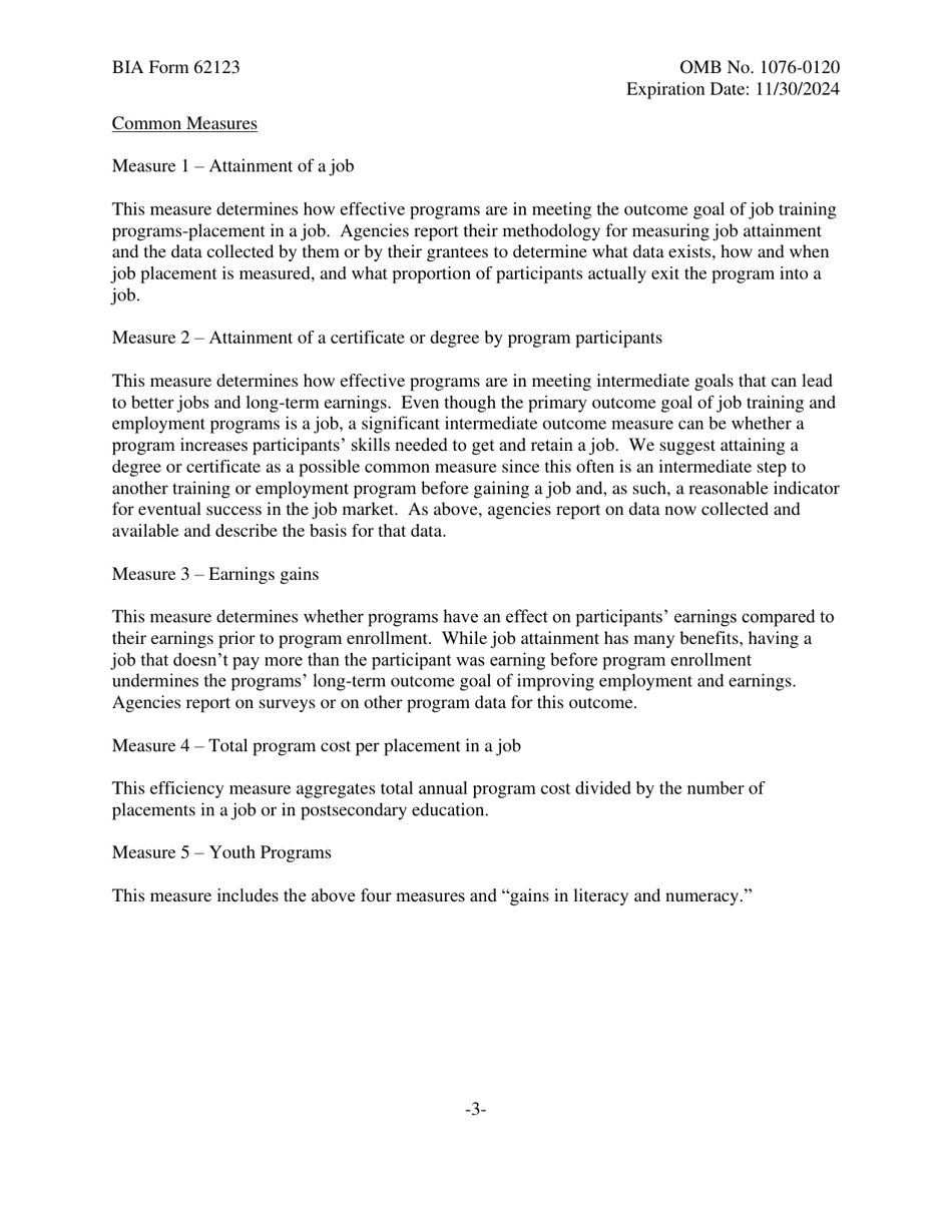 BIA Form 62123 Adult Education Program Annual Report Form, Page 3