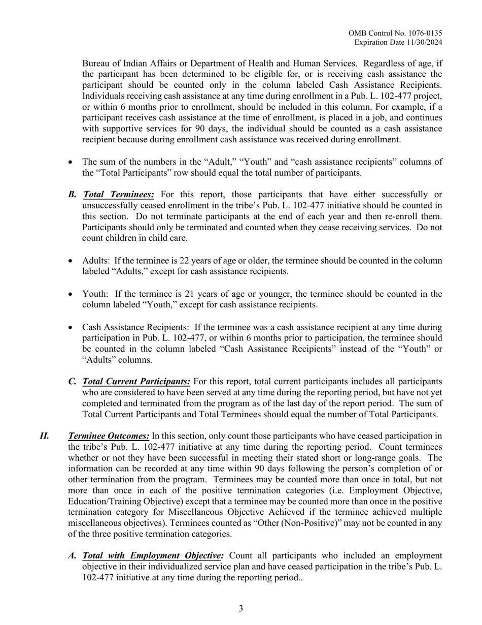 Public Law 102-477 Statistical Report, Page 3