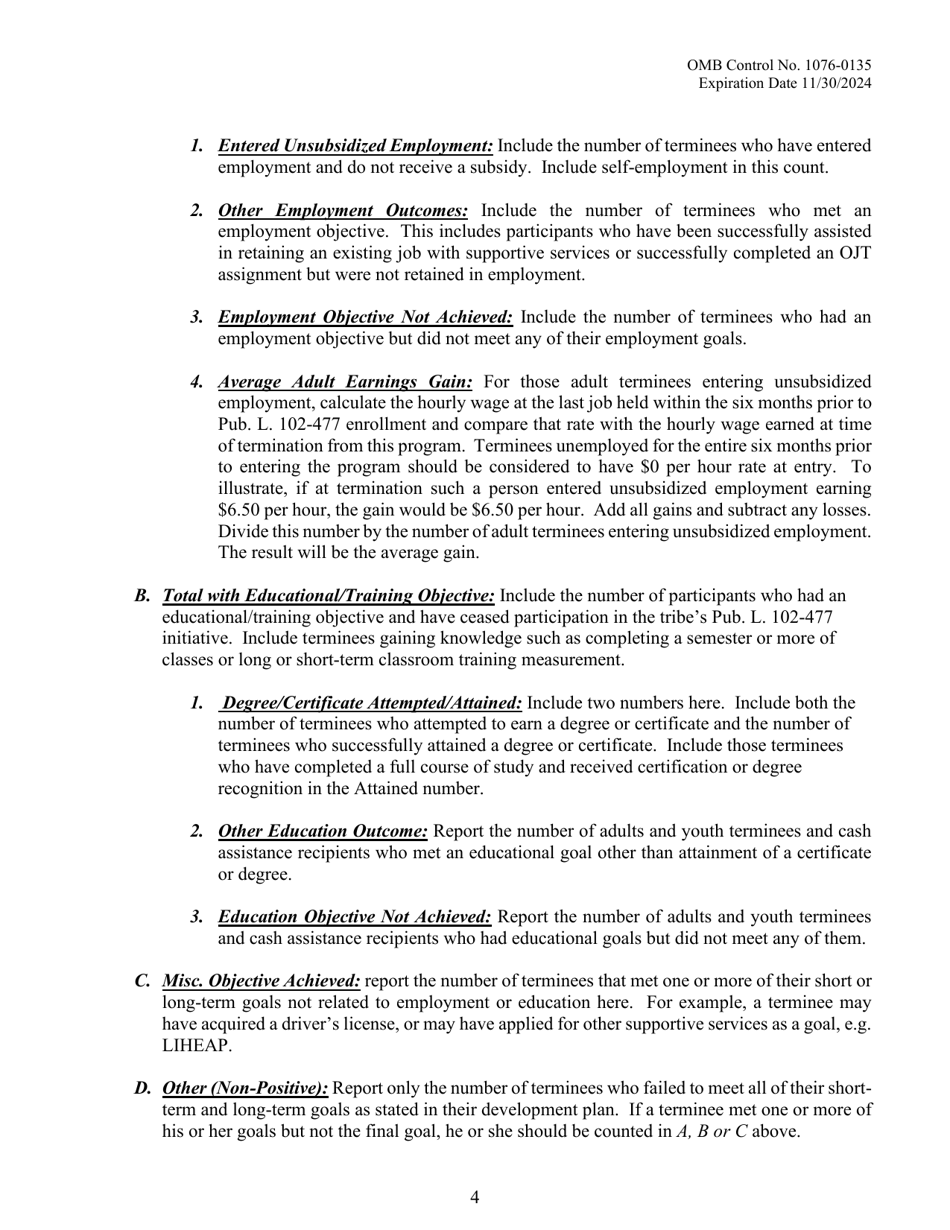 Public Law 102-477 Statistical Report, Page 4