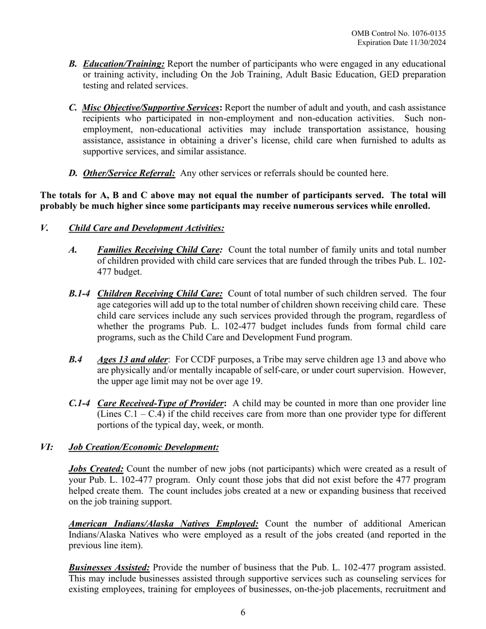 Public Law 102-477 Statistical Report, Page 6