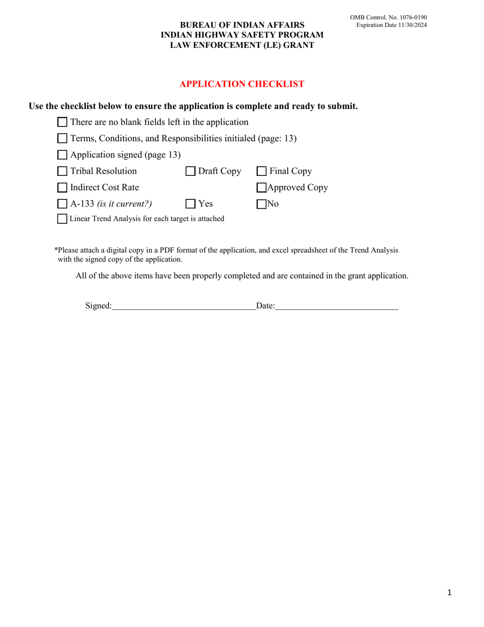 Law Enforcement (Le) Grant Application - Indian Highway Safety Program, Page 13
