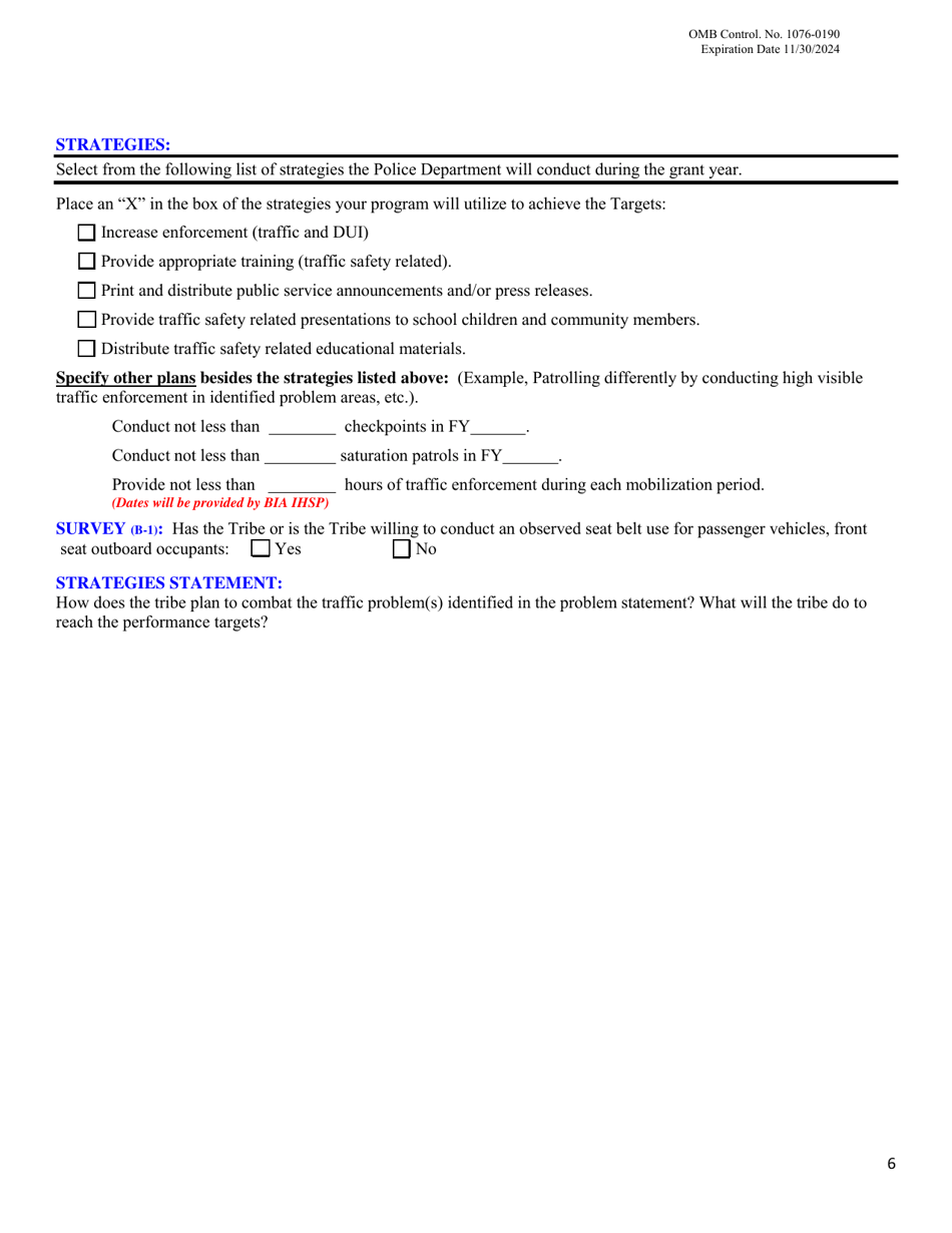Law Enforcement (Le) Grant Application - Indian Highway Safety Program, Page 18