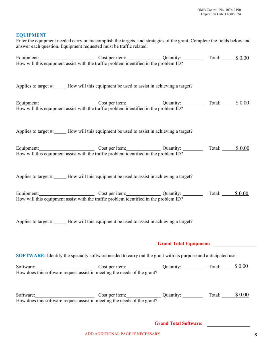 Law Enforcement (Le) Grant Application - Indian Highway Safety Program, Page 20