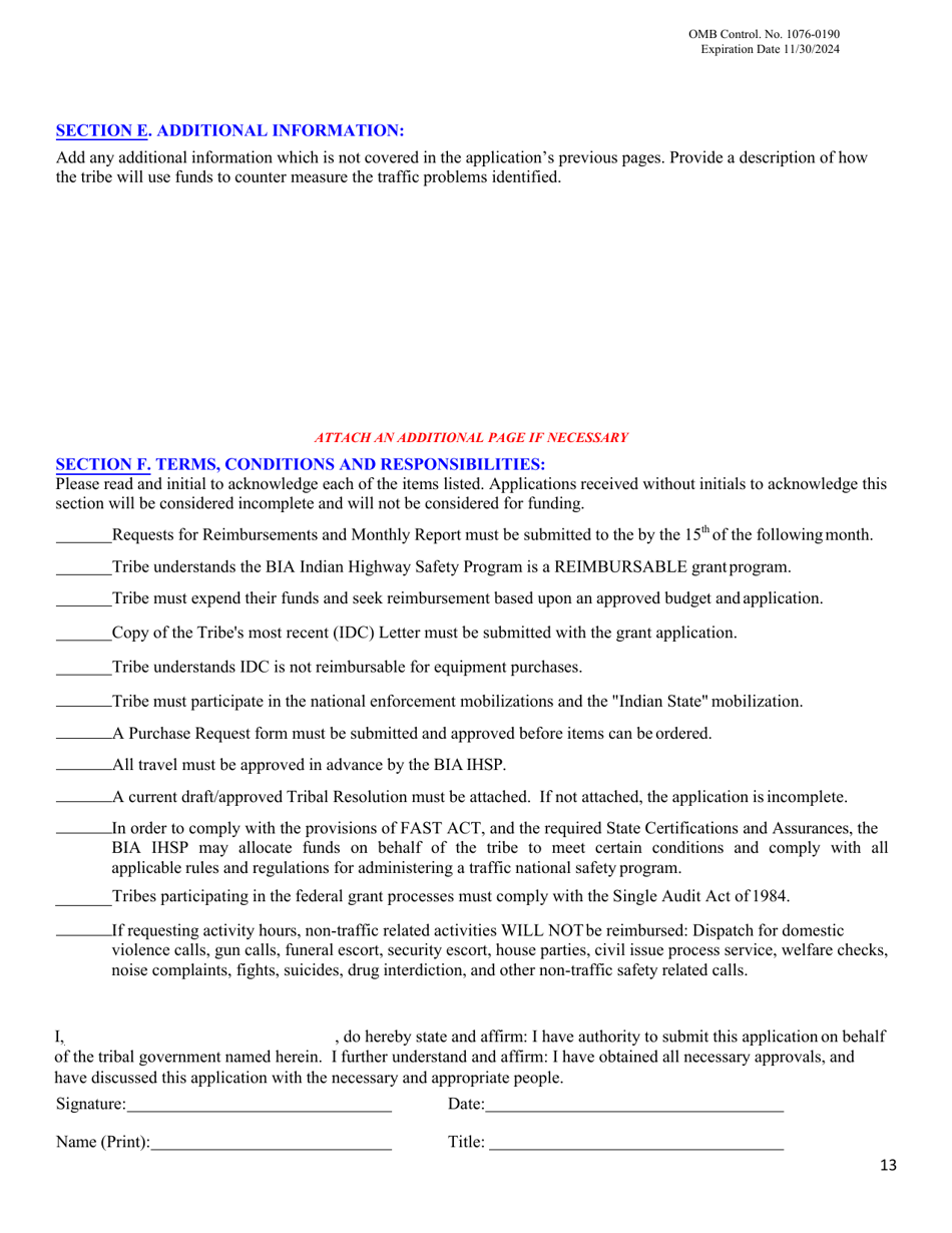 Law Enforcement (Le) Grant Application - Indian Highway Safety Program, Page 24