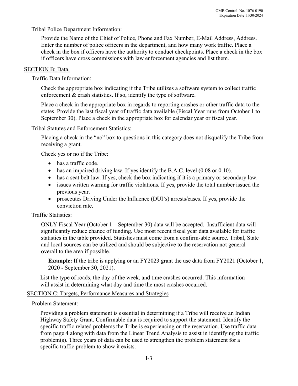 Law Enforcement (Le) Grant Application - Indian Highway Safety Program, Page 3