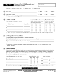 Form DV-105 Request for Child Custody and Visitation Orders - California