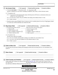 Form DV-110 Temporary Restraining Order - California, Page 3