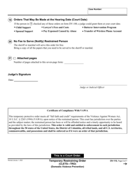 Form DV-110 Temporary Restraining Order - California, Page 5