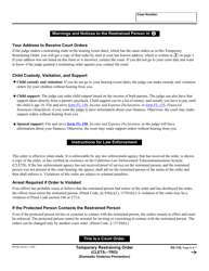 Form DV-110 Temporary Restraining Order - California, Page 6