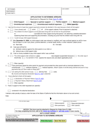Document preview: Form FL-490 Application to Determine Arrears - California