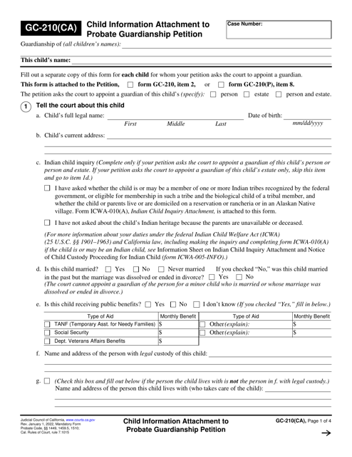 Form GC-210(CA)  Printable Pdf