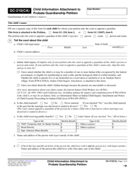 Form GC-210(CA) Child Information Attachment to Probate Guardianship Petition - California