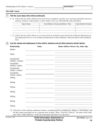 Form GC-210(CA) Child Information Attachment to Probate Guardianship Petition - California, Page 2