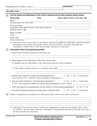 Form GC-210(CA) Child Information Attachment to Probate Guardianship Petition - California, Page 3