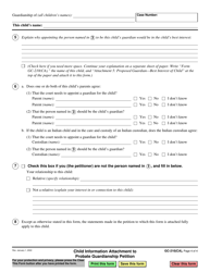 Form GC-210(CA) Child Information Attachment to Probate Guardianship Petition - California, Page 4
