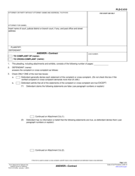 Form PLD-C-010 Answer - Contract - California