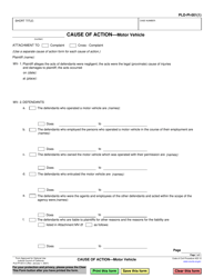 Document preview: Form PLD-PI-001(1) Cause of Action - Motor Vehicle - California