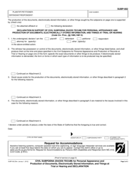 Form SUBP-002 Civil Subpoena (Duces Tecum) for Personal Appearance and Production of Documents, Electronically Stored Information, and Things at Trial or Hearing and Declaration - California, Page 2