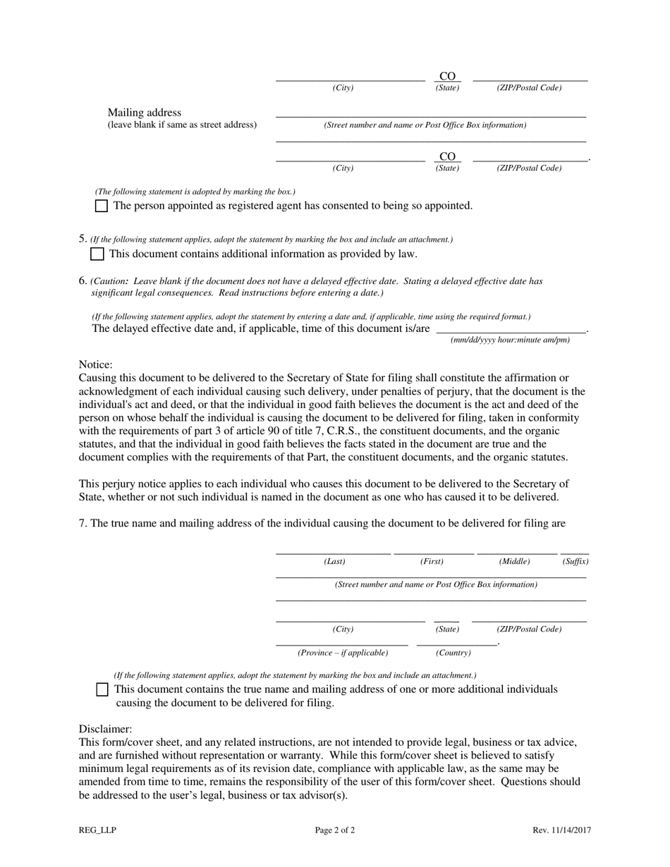 Statement of Correction Correcting a Mistakenly Filed Foreign Entity That Was Meant to Be a Domestic Entity - Limited Liability Partnership - Colorado, Page 4