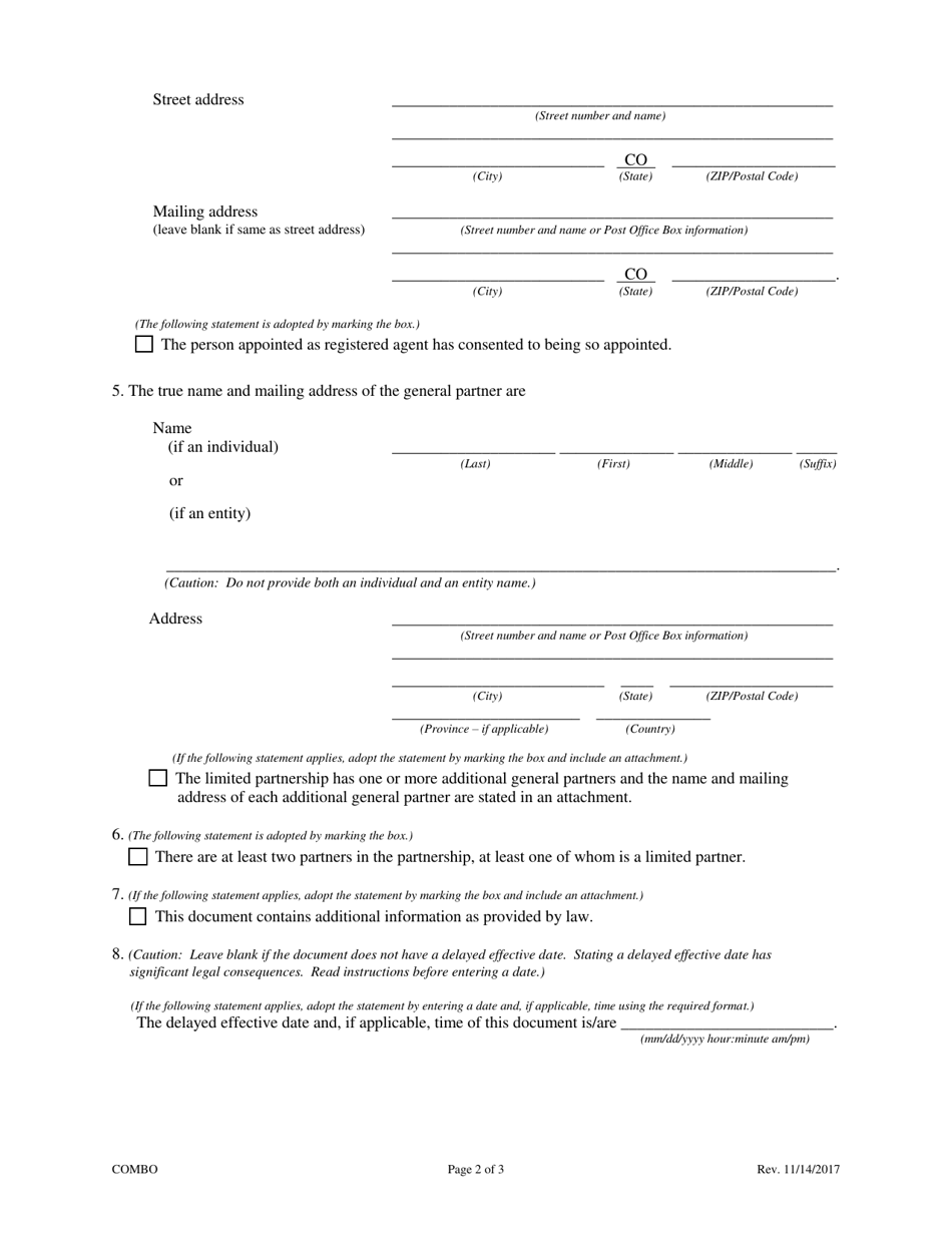 Statement of Correction Correcting a Mistakenly Filed Domestic Entity That Was Meant to Be a Different Form of Domestic Entity - Limited Liability Limited Partnership - Colorado, Page 4