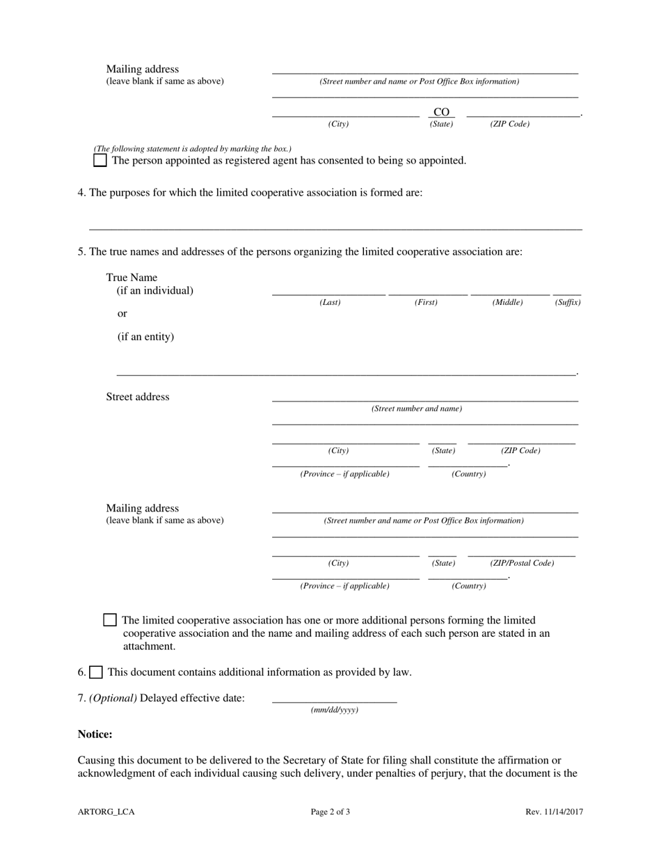 Statement of Correction Correcting a Mistakenly Filed Domestic Entity That Was Meant to Be a Different Form of Domestic Entity - Limited Cooperative Association - Colorado, Page 4