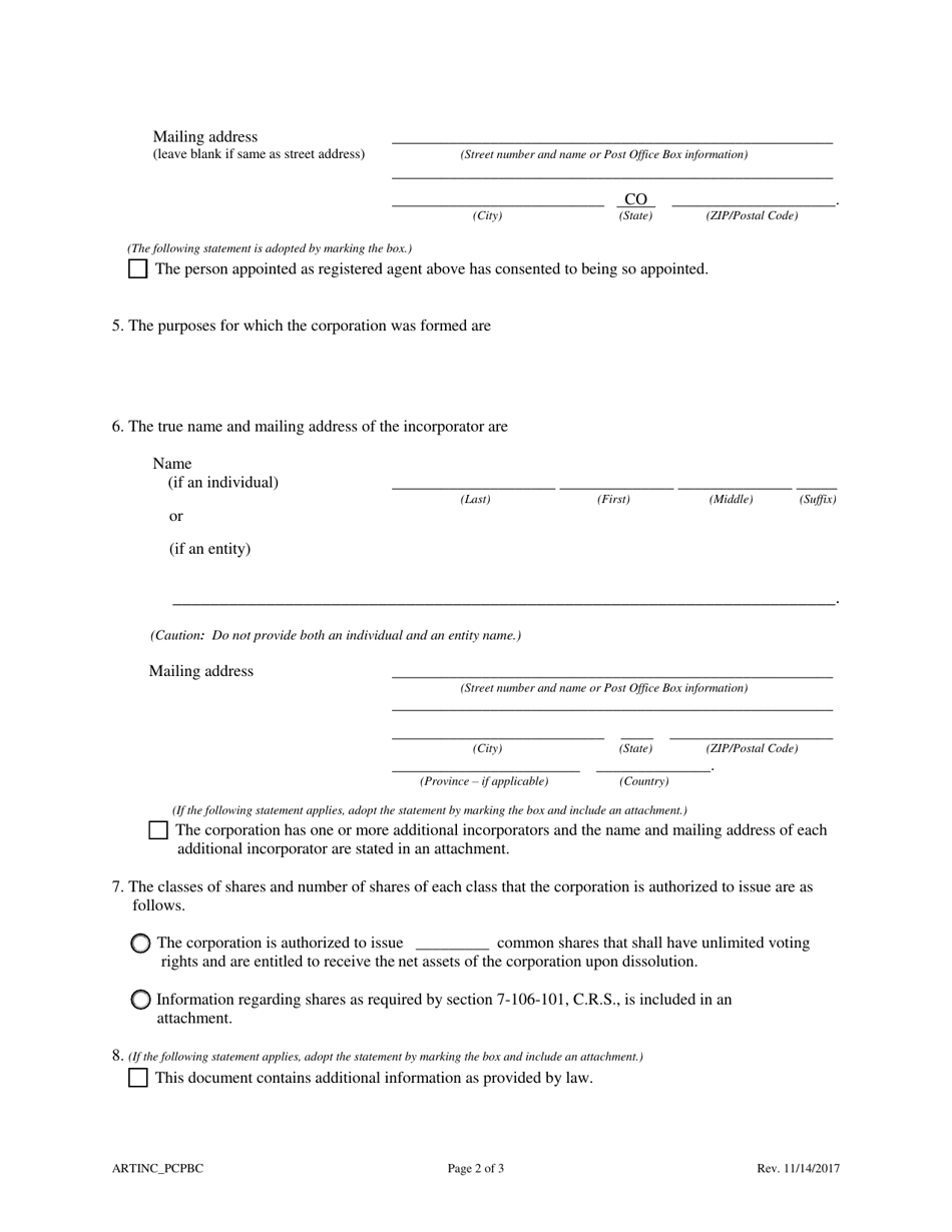 Statement of Correction Correcting a Mistakenly Filed Domestic Entity That Was Meant to Be a Different Form of Domestic Entity - Profit Corporation as a Public Benefit Corporation - Colorado, Page 4