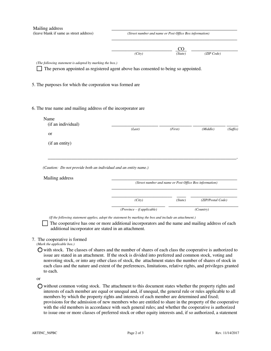 Statement of Correction Correcting a Mistakenly Filed Domestic Entity That Was Meant to Be a Different Form of Domestic Entity - Article 56 Cooperative as a Public Benefit Corporation - Colorado, Page 4