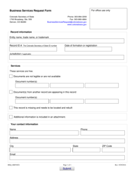 Document preview: Business Services Request Form - Colorado