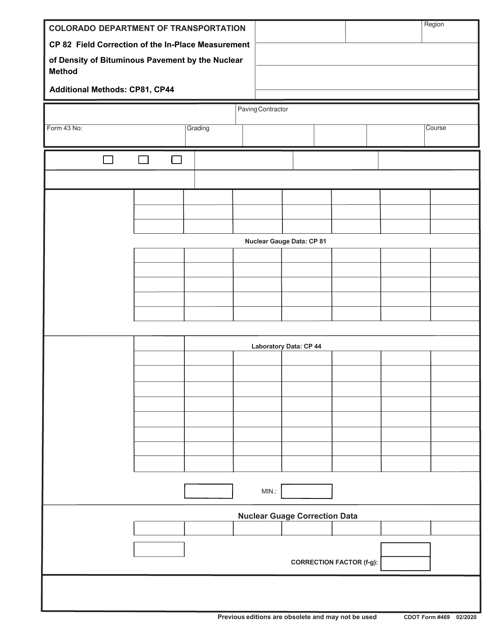 CDOT Form 469  Printable Pdf