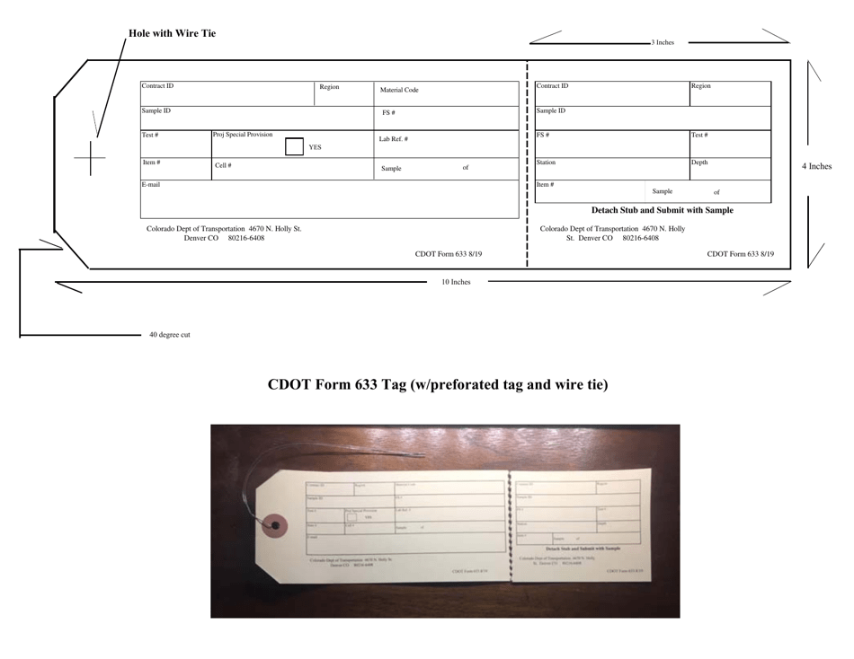 CDOT Form 633 Shipping Tags - Colorado, Page 1