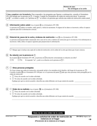 Formulario DV-120 Respuesta a Solicitud De Orden De Restriccion De Violencia En El Hogar - California (Spanish), Page 2