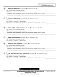 Formulario DV-120 Respuesta a Solicitud De Orden De Restriccion De Violencia En El Hogar - California (Spanish), Page 4