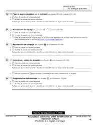 Formulario DV-120 Respuesta a Solicitud De Orden De Restriccion De Violencia En El Hogar - California (Spanish), Page 5