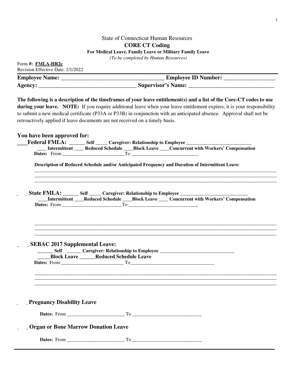 Form Fmla Hr2c Fill Out Sign Online And Download Fillable Pdf Connecticut Templateroller 0661