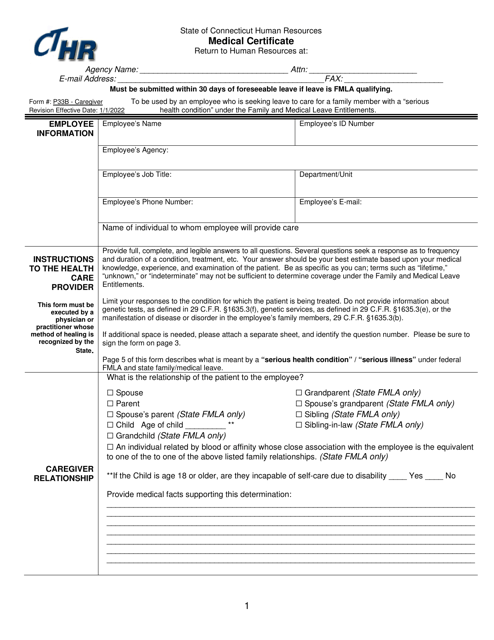 Form P33B Caregiver Medical Certificate - Connecticut
